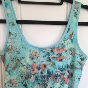 Teal floral lace mini dress beachy and cute!